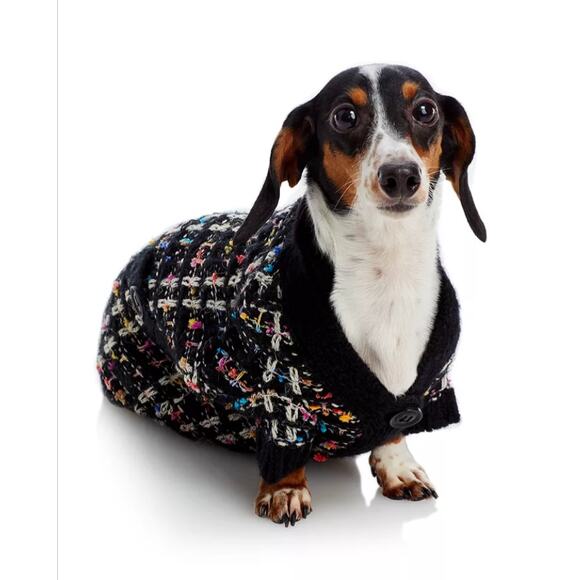 Aqua Pet Dog Cardigan Sweater Button Closure Cozy Winter Black Multicolor Medium - Picture 1 of 9